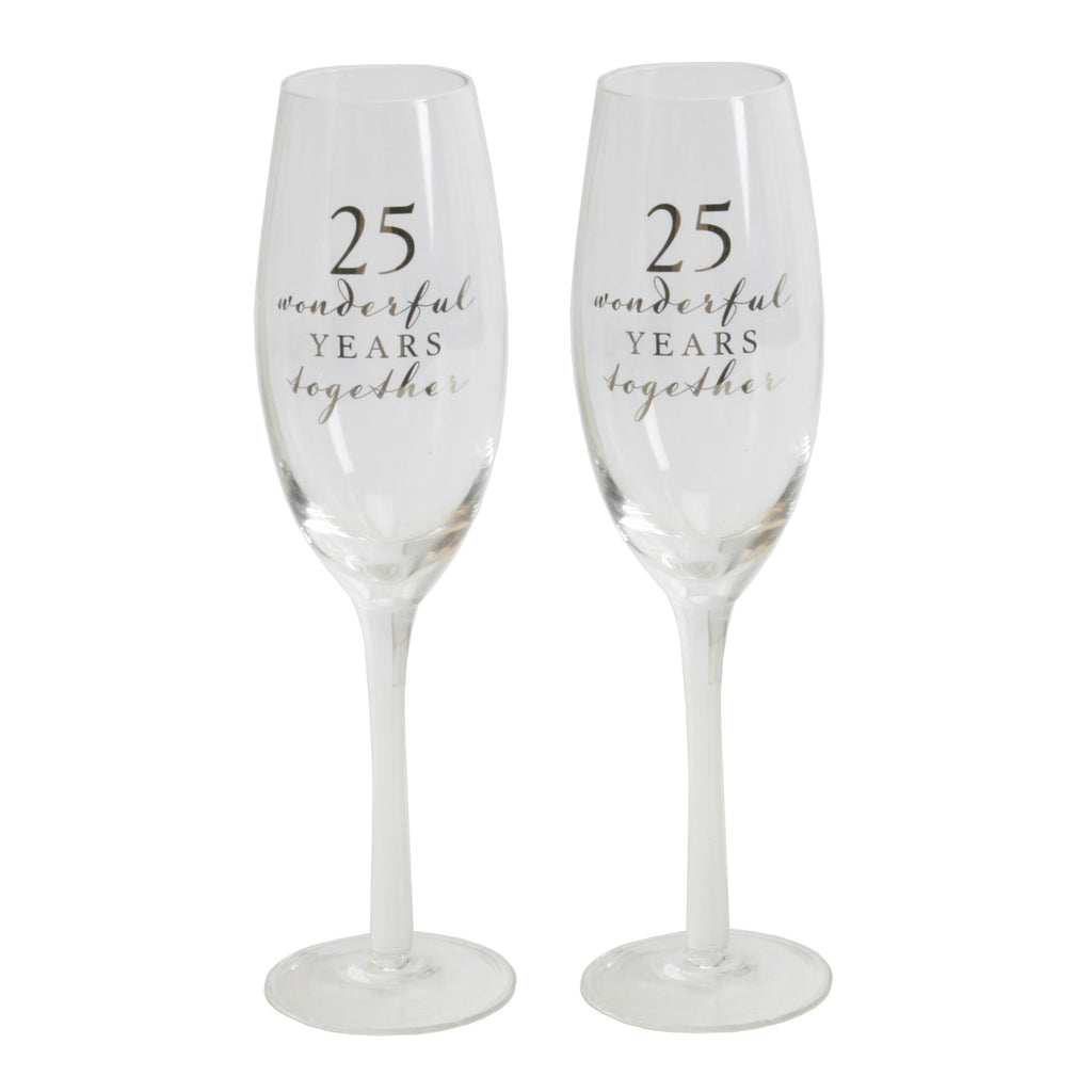 Amore Champagne Flutes Set of 2 - 25th Anniversary | Presentimes