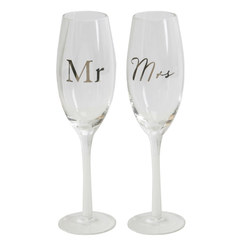 Amore Champagne Flutes Set of 2 - Mr & Mrs | Presentimes