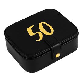 SIGNOGRAPHY BLACK LEATHERETTE & GOLD FOIL JEWELLERY BOX - 50