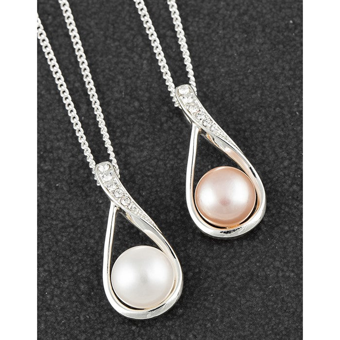 Freshwater Pearl Delicate Teardrop Silver Plated Necklace | Presentimes