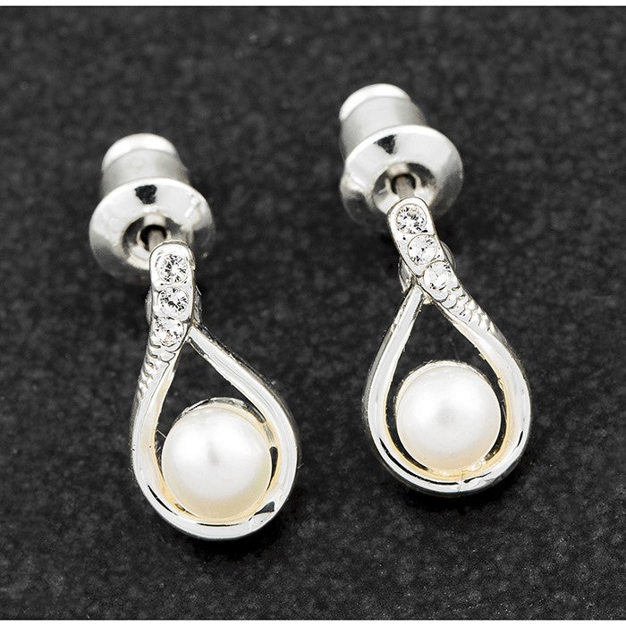 Freshwater Pearl Delicate Teardrop Silver Plated Earrings | Presentimes