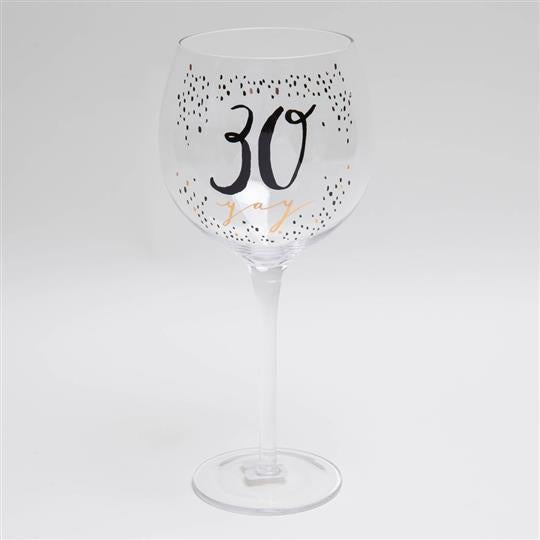 LUXE BIRTHDAY GIN GLASS WITH ROSE GOLD FOIL - 30