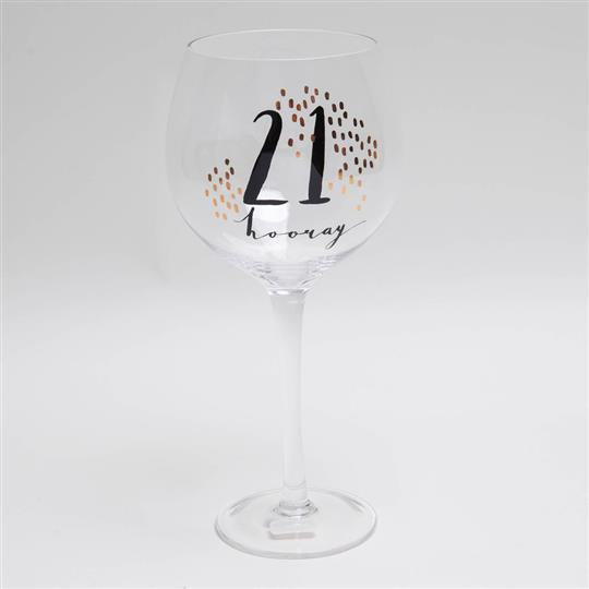 LUXE BIRTHDAY GIN GLASS WITH ROSE GOLD FOIL - 21
