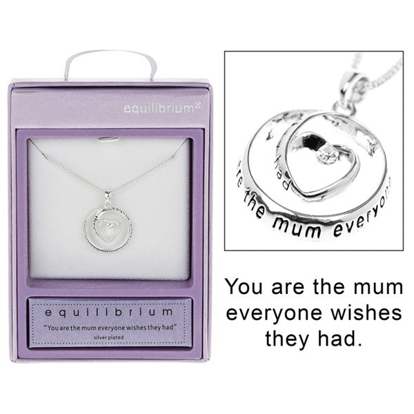 Equilibrium Silver Plated Heart Circle Necklace Mum | Presentimes