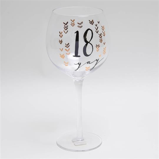 LUXE BIRTHDAY GIN GLASS WITH ROSE GOLD FOIL - 18