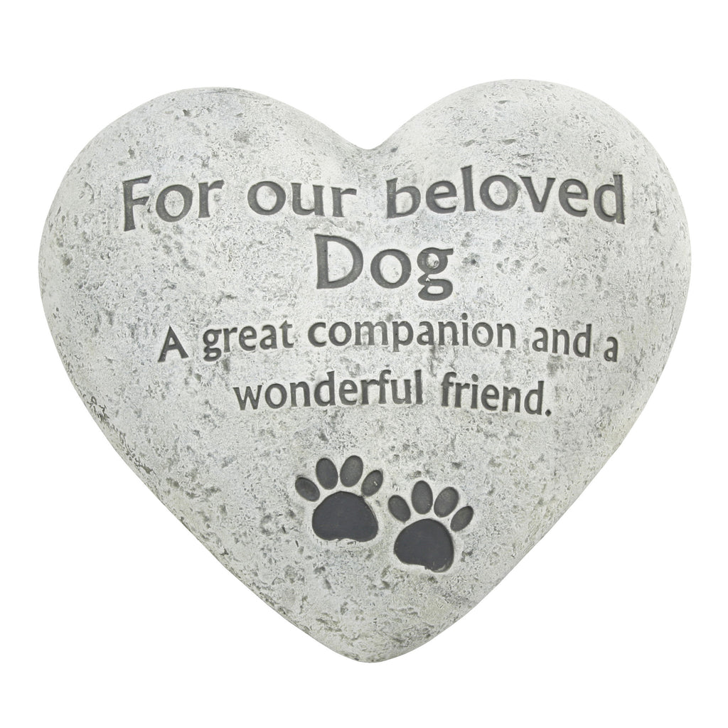 Graveside Memorial Heart Plaque Ant.Stone "Beloved Dog" | Presentimes