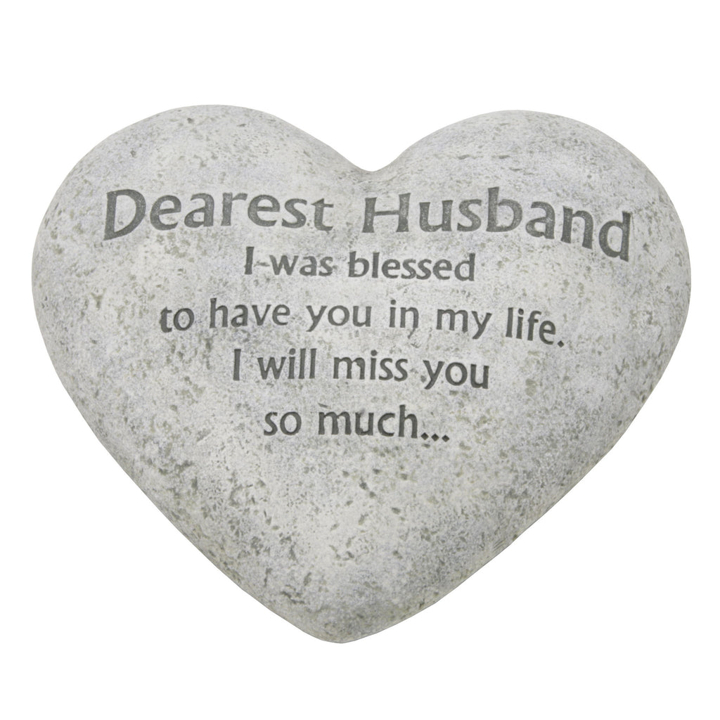 Graveside Memorial Heart Plaque Ant.Stone "Dearest Husband" | Presentimes