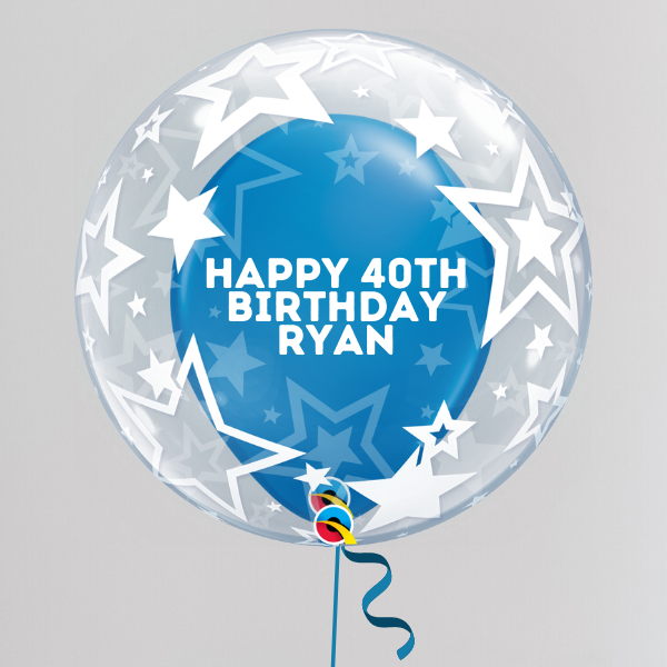 Aged Happy Birthday Bubble Balloon (Inflated with Helium & Weight Included) | Presentimes