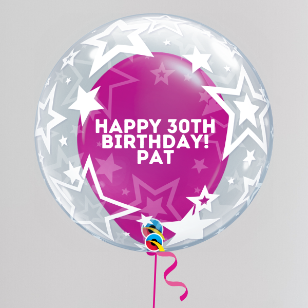 Aged Happy Birthday Bubble Balloon (Inflated with Helium & Weight Included) | Presentimes