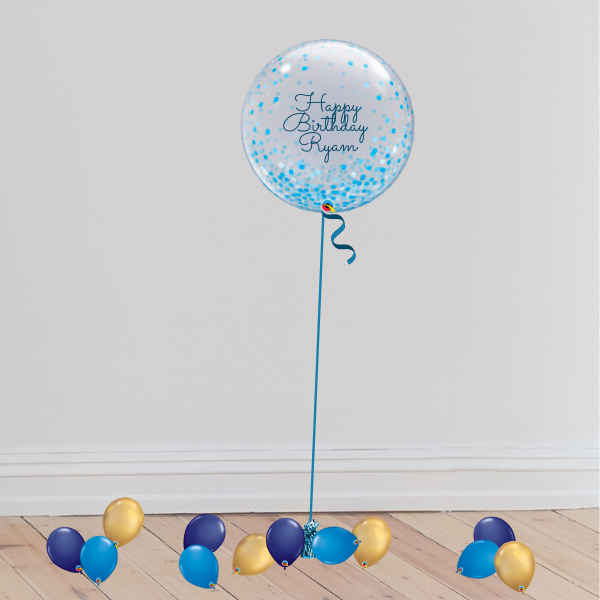 Personalisable Confetti Bubble Balloon (Inflated with Helium & Weight Included) | Presentimes