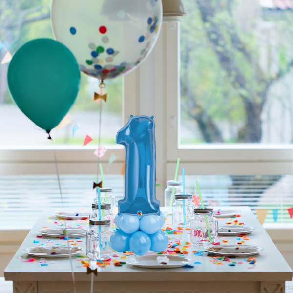 <b> 6 COLOURS AVAILABLE </b> <br>Table Top Age Tower Number Balloon (Inflated with Air & Base Included) | Presentimes
