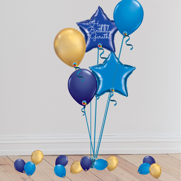 Classic Blue Balloon Bouquet (Inflated with Helium & Weight Included) | Presentimes