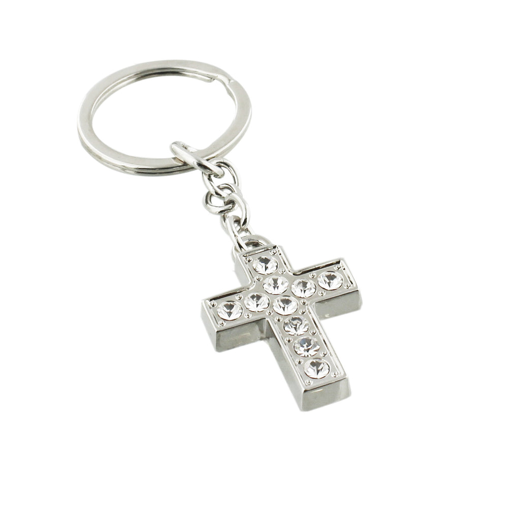 Bless This Child' S/plated & Epoxy Crystals Cross Keyring | Presentimes