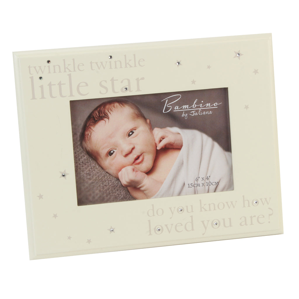 Bambino Solid Wood Photo Frame with Crystals 'Twinkle' 6"x4" | Presentimes