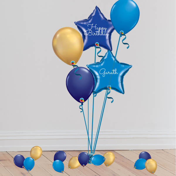 Classic Blue Balloon Bouquet (Inflated with Helium & Weight Included) | Presentimes