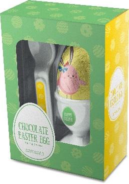 Chocolate Easter Egg, Egg Cup And Spoon