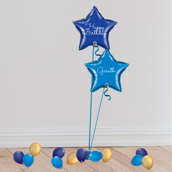 2 Blue Foil Duo Balloons (Inflated with Helium & Weight Included) | Presentimes