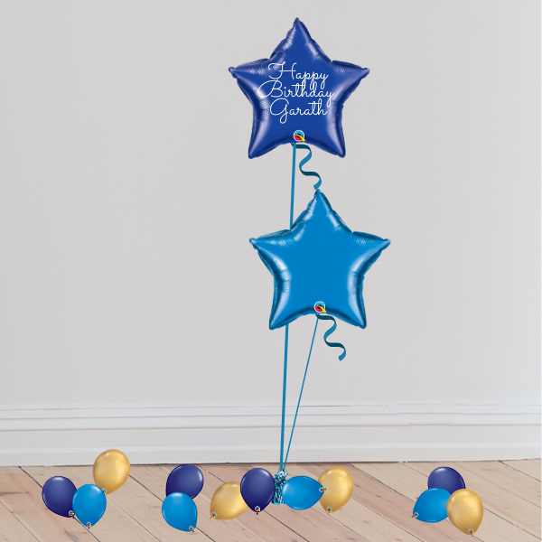 2 Blue Foil Duo Balloons (Inflated with Helium & Weight Included) | Presentimes