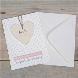 GREETING CARD WITH HEART PLAQUE - ANNIVERSARY