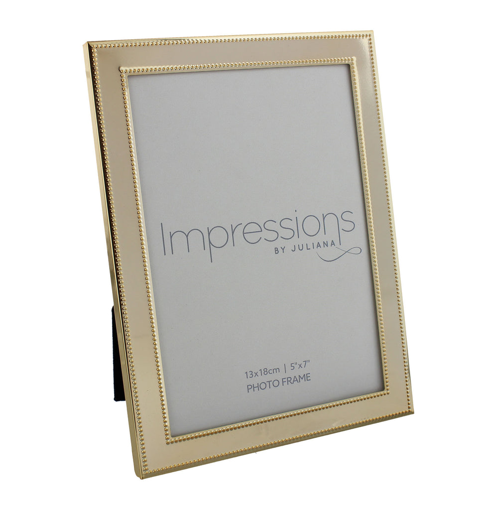 Impressions Brass Finish Bead Edge Photo Frame 5" x 7" | Presentimes