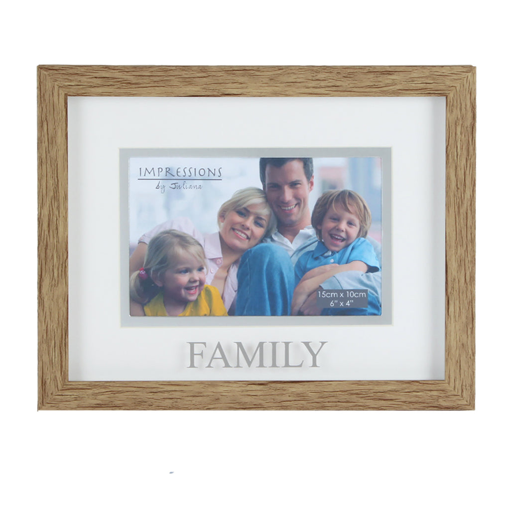 Juliana Natural Wood Effect Plastic Frame - 6" x 4" Family | Presentimes
