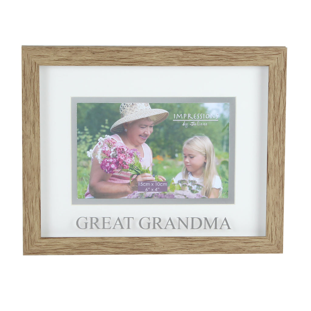 Juliana Natural Wood Effect Plastic Frame 6"x 4" Great Grandma | Presentimes