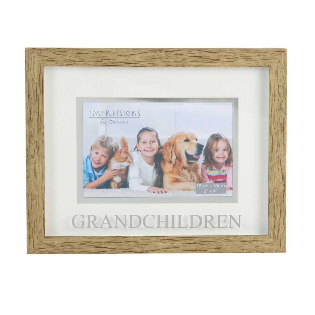 Juliana Natural Wood Effect Plastic Frame 6"x  4" Grandchildren | Presentimes