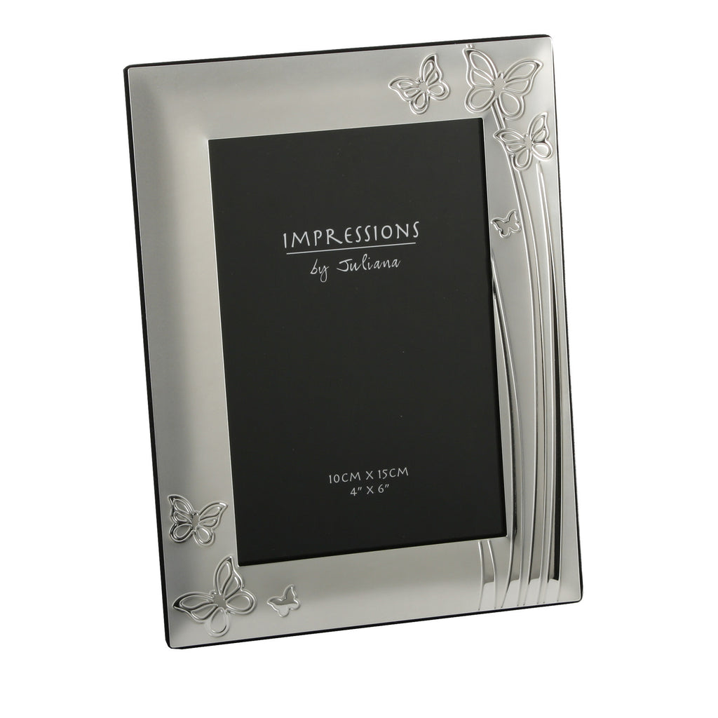 2 Tone Silverplated Photo Frame Butterfly Design 4" x 6" | Presentimes