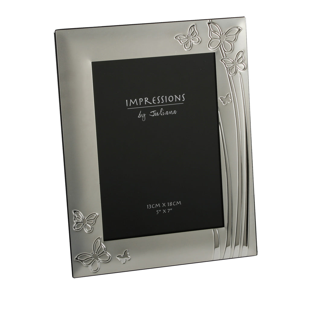 2 Tone Silverplated Photo Frame Butterfly Design 5" x 7" | Presentimes