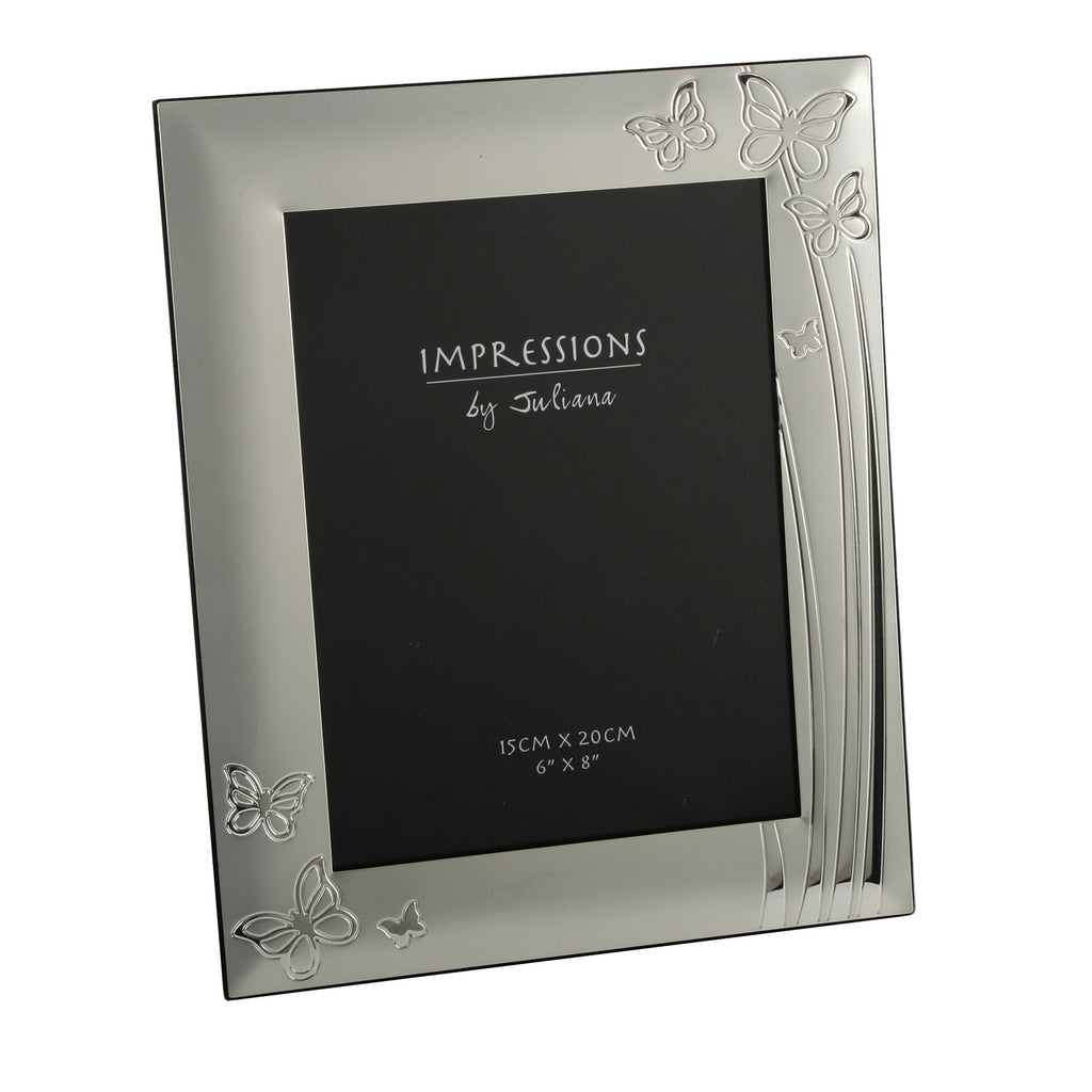 2 Tone Silverplated Photo Frame Butterfly Design 6" x 8" | Presentimes