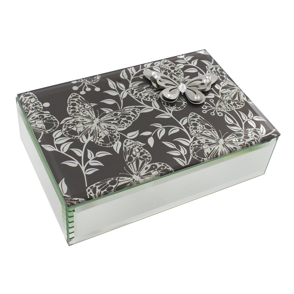 Hestia Butterfly Collection Smoked Grey Oblong Jewellery Box | Presentimes