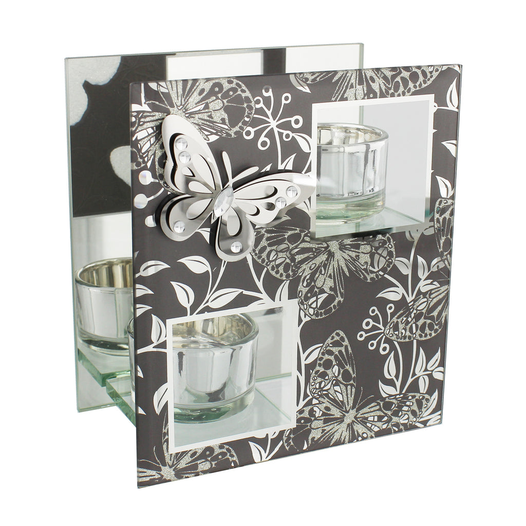 Hestia Butterfly Collection Smoked Grey Double T-Lite Holder | Presentimes