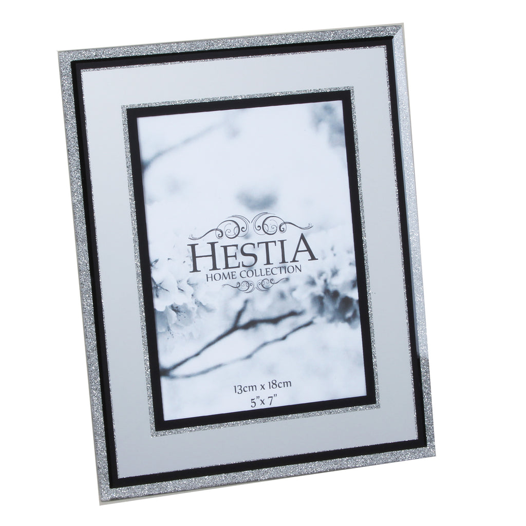 Hestia Glass Photo Frame Glitter with Black Border 5" x 7" | Presentimes