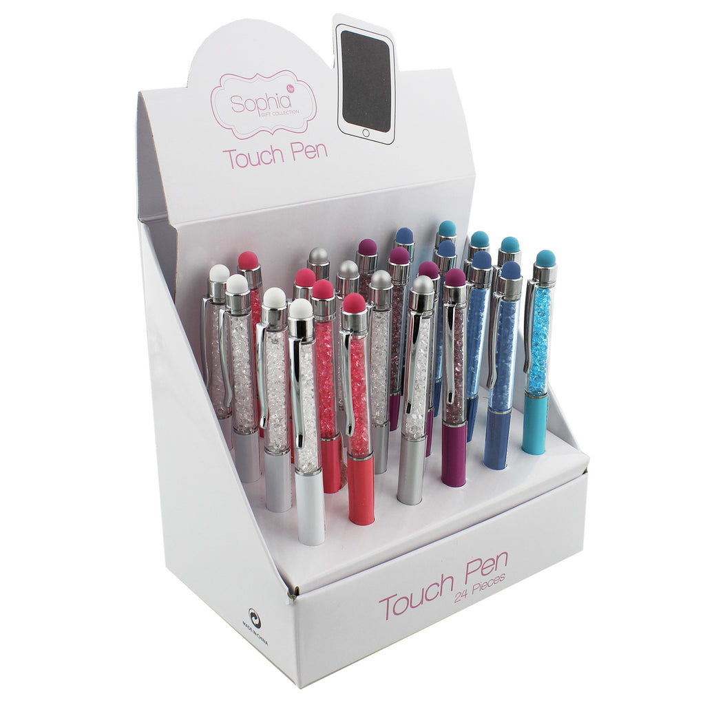 Sophia Pack of 24 "Touch" Pens with Crystals 6 Cols | Presentimes