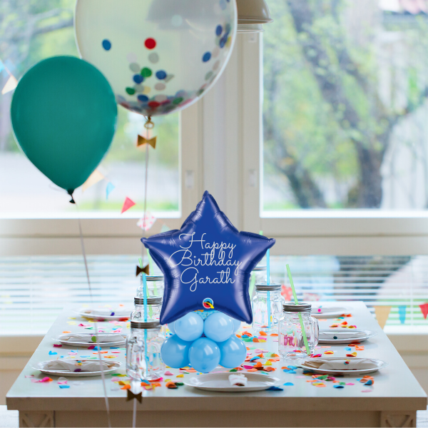 18" Blue Table Top Personalised Topper Balloon | Presentimes