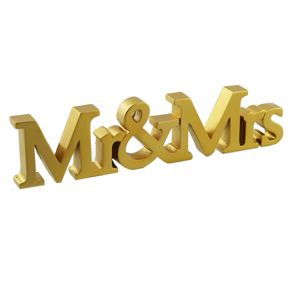 Amore Resin Gold Mantel Plaque - Mr & Mrs 20cm | Presentimes