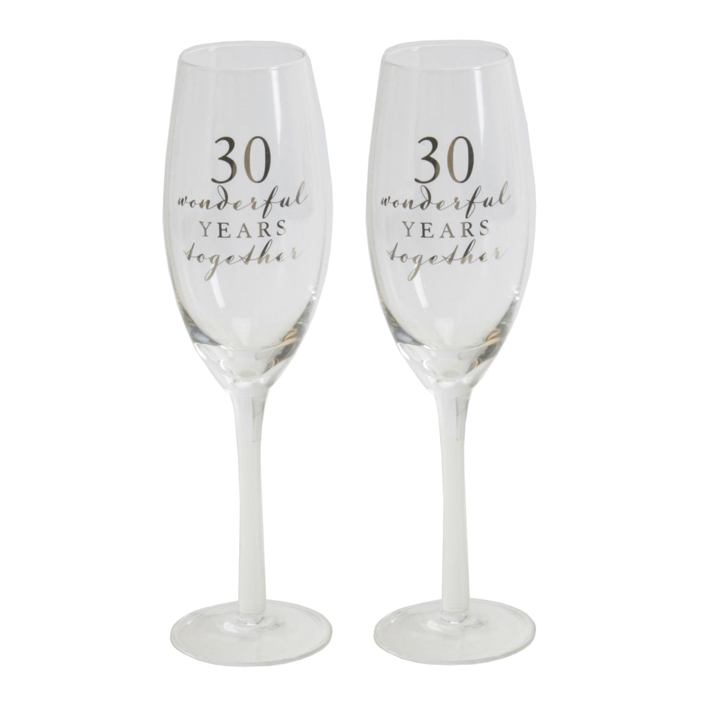 Amore Champagne Flutes Set of 2 - 30th Anniversary | Presentimes