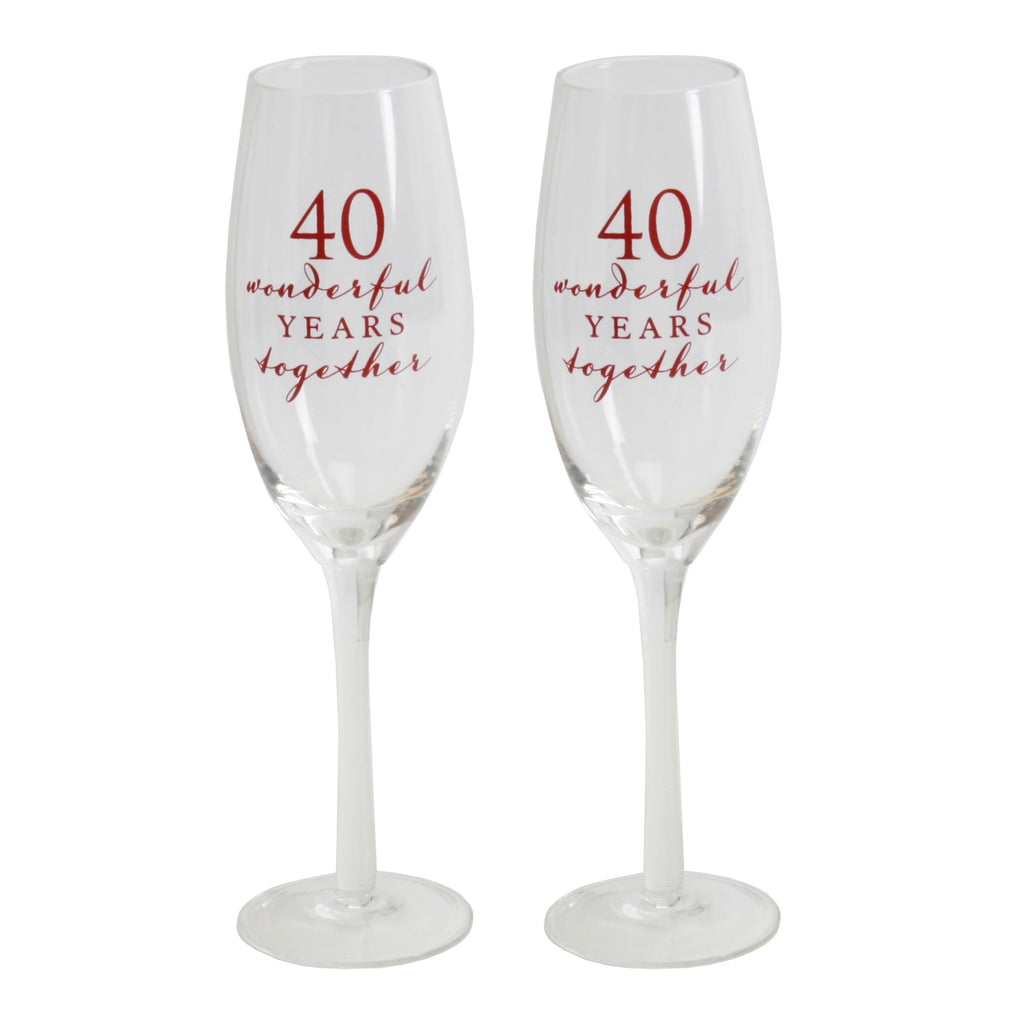 Amore Champagne Flutes Set of 2 - 40th Anniversary | Presentimes