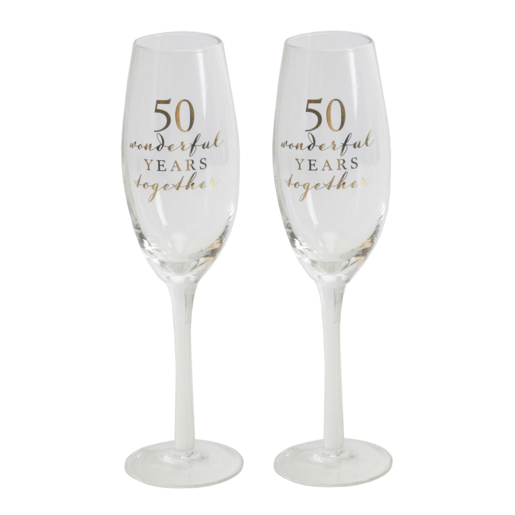 Amore Champagne Flutes Set of 2 - 50th Anniversary | Presentimes