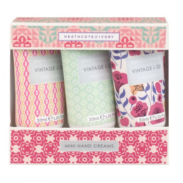 Vintage & Co Fabrics & Flowers Mini Hand Creams 3 x 30ml | Presentimes
